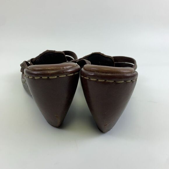 Born Brown Leather Floral Cut Out Slide Wedge Sandal Studded Heel Womens 7 - Picture 5 of 12